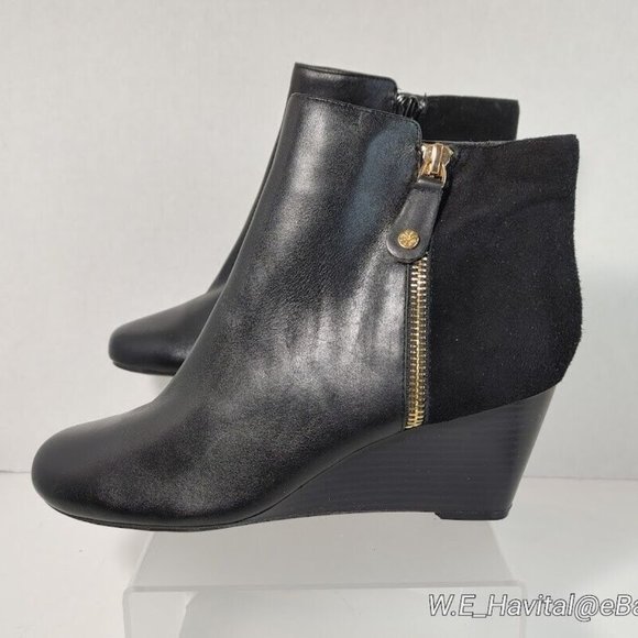 Isaac Mizrahi Live! Leather & Suede Side Zip Wedge Ankle Boots Woman's Size US 8 - Picture 5 of 10